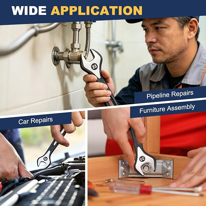 HARFINGTON 2pcs Combination Wrench 20mm Metric Extra Long 12-Point Box and Open End Carbon Steel Double Ended Industrial Grade Spanner for Automotive Furniture Machinery DIY Repair, Black