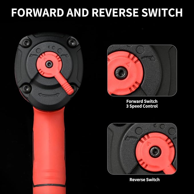 AEROPRO TOOLS 1/2-Inch Composite Air Impact Wrench Pneumatic Impact Wrench | Twin Hammer,1220 FT-LBS Max Loosening Torque,8000RPM,for Auto Repair,Tire Shop (Lightweight Housing)