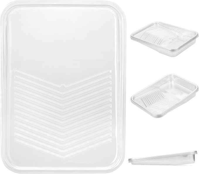 Bates 9 Inch Paint Tray Liners - 10 Transparent Plastic Disposable Trays for Painting Walls