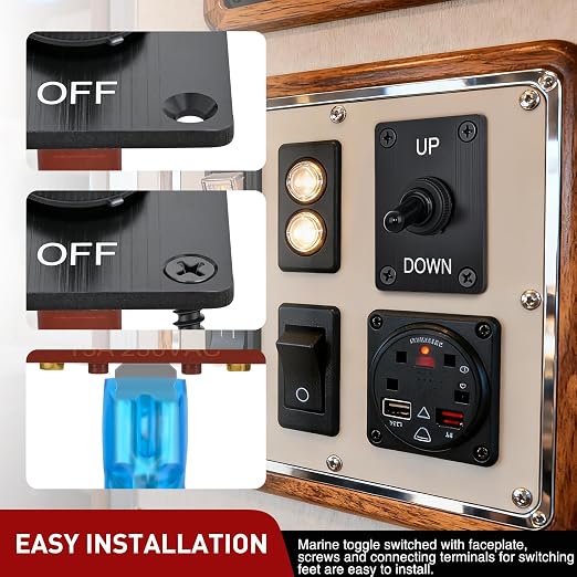Nilight Heavy Duty Momentary Toggle Switch Waterproof 3 Pin 3 Position (ON)-Off-(ON) SPDT 12V DC 30A with Up-Down Mounting Panel and Weatherproof Cap Cover for Auto Car Marine Boat Automotive