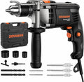 DOVAMAN 7.5A Corded Hammer Drill, 1/2'' Impact Drill with Variable Speed 0–3000RPM, Metal Chuck, 2 Modes for Concrete, Wood, Metal – Includes Bits & Carrying Case-PHD03B