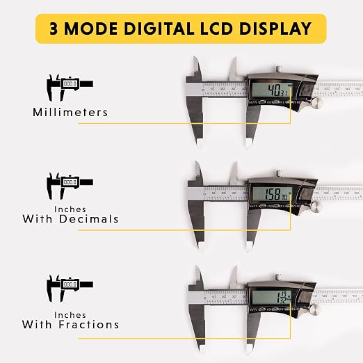General Tools Digital Caliper 1478 - 8" Caliper Measuring Tool - Stainless Steel Ruler