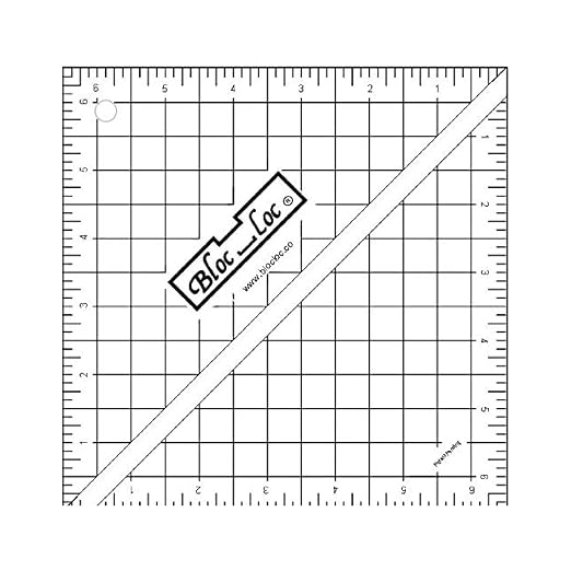 Bloc Loc Rulers for Quilting, Half Square, Triangle Quilting Ruler with Grid Lines, 6 1/2", 1 Piece