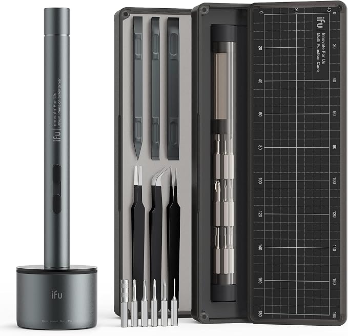 iFu 42-in-1 Mini Electric Screwdriver Kit, Dual-Mode Precision Tool | Need to repair a laptop or drone? This 42-in-1 cordless screwdriver set with 24 magnetic bits makes electronics repair easy.