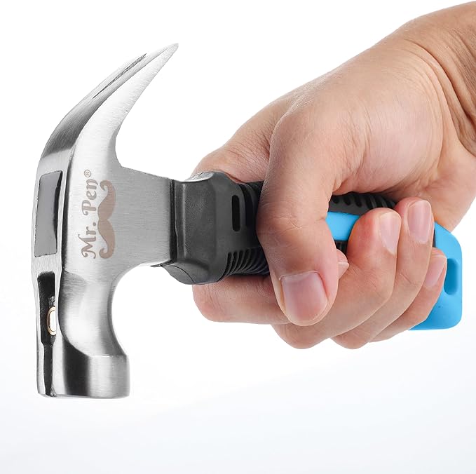 Mr. Pen- Claw Hammer, 8oz, Light Blue, Magnetic, Small Claw Nail Hammer for Women for Camping, Wood Working, House Repairs, Claw, Stubby, Tack