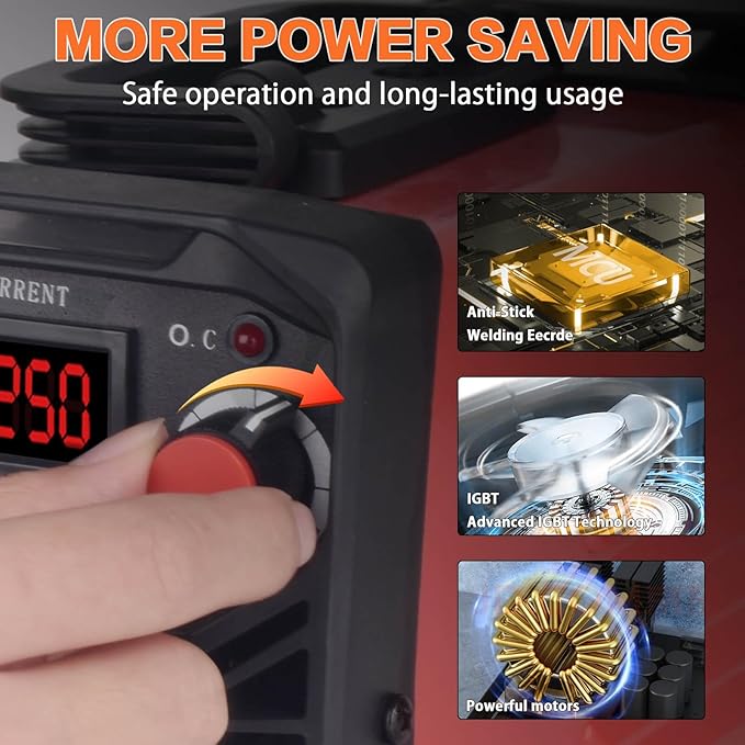 Super Mini Stick Welder Machine,110V 250A ARC Portable MMA Welding Machine for Beginners,Welding Machine with 10pcs Welding Rod Tools,IGBT Inverter Welder,Hot Start Arc Force Anti-stick (Red)