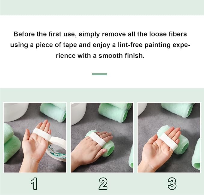 Gisafai 24 Pcs Paint Roller Covers Paint Rollers for Painting Walls Roller Paint Brush 3/8 Inch Nap Microfiber Roller Naps House Painting Supplies Paint Roller Kit for Walls Ceilings (Green,4 Inch)