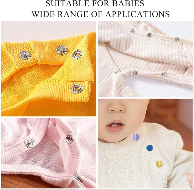 GTAAOY 100 Sets 9.5mm Metal Snaps Buttons with Fastener Pliers Press Tool Kit Perfect for Baby Crafts Clothes Hats and Sewing, Snap Button Fasteners Kit for Baby Clothing Sewing