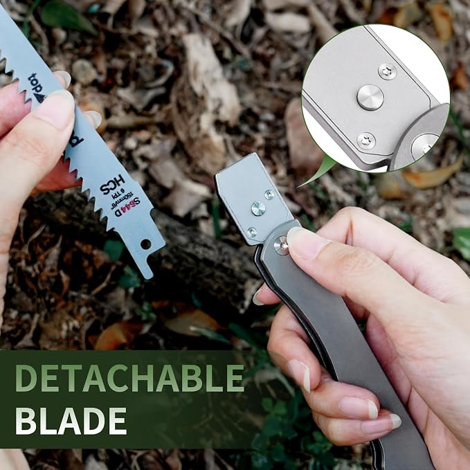 Titanium Folding Hand Saw, 13 Inch Camping Saw Heavy Duty High Carbon Steel Blade for Wood Cutting, Tree Trimming and Gardening