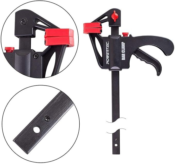 POWERTEC 71597 36 Inch Bar Clamps with Spreader, Trigger Clamps for Woodworking, One-Handed Carpenter Quick Clamp Sets for Gluing, Wood Clamps for Woodworking Tools, 2 pack