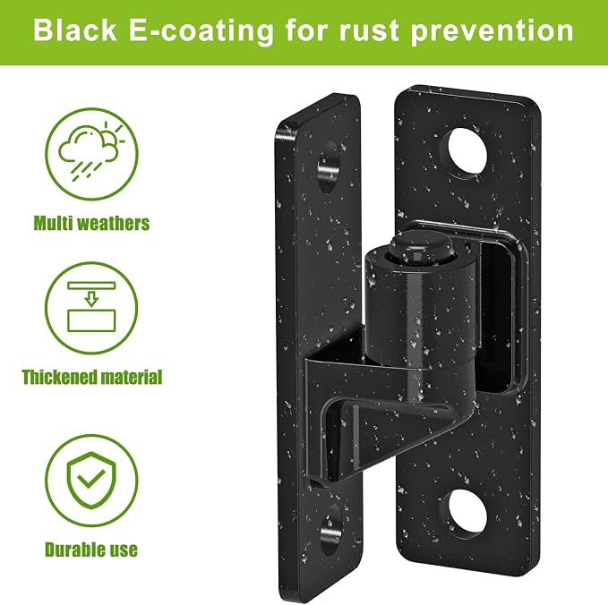 Heavy Duty 4.9" Gate Hinges, Steel Hinges with Electroplated Coating, 4‑Pack Wall‑Mount Female & Male Hinges for Fences & Farm Gates, 600 lbs Capacity