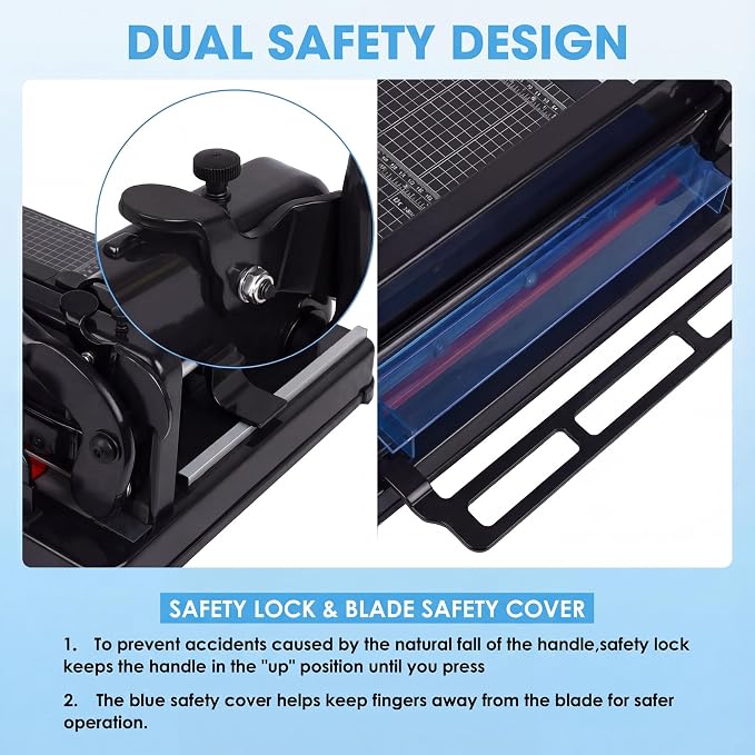 Heavy Duty Paper Cutter for A4 Paper, Guillotine Paper Cutter 12 Inch, 400 Sheet Capacity, Solid Steel Construction, Black