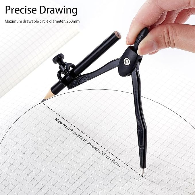 5 Pcs Plastic 12 Inch Ruler Set,Compasses,6 Inch Protractor,Set Square Student Geometry Math Set Durable Transparent Drawing Measuring Rulers for School Office (4)
