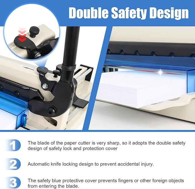 12 inch Heavy Duty Paper Cutter with HSS Blade, Industrial 400 Sheet Capacity Steel Paper Trimmer, Commercial Paper Cutter for Print Shop, School Crafting with Dual Safety Lock Protective Cover