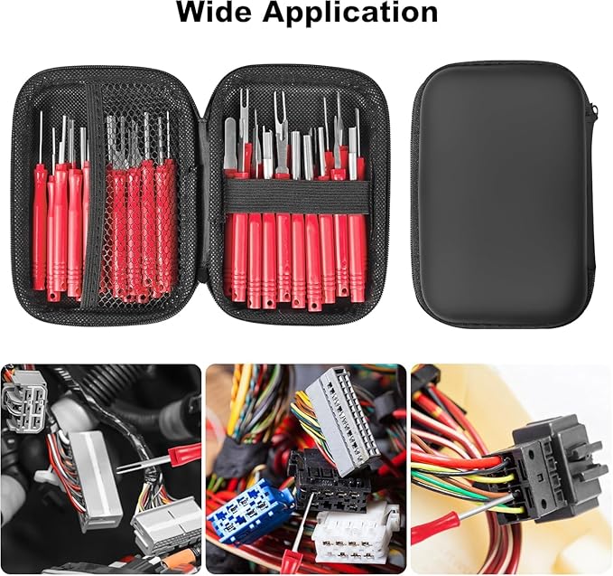 Terminal Removal Tool Kit 36 Pcs Depinning Tool Electrical Connector Pin Removal Tool Kit Pin Extractor Tool Set Wire Terminal Release Tool for Automotive Car Household Devices - Red