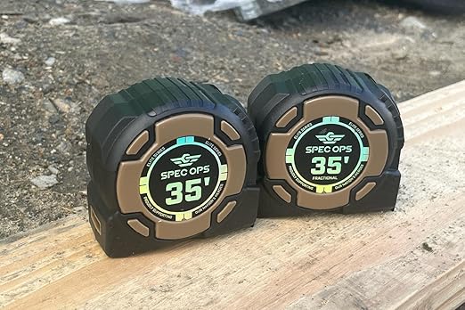 Spec Ops Tools Heavy Duty Tape Measure for Framing & Construction, 1 1/4" Double-Sided Blade, Retractable, Elite Series, 35 Foot Magnetic + Fractional