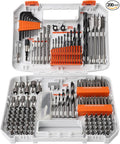 COMOWARE 200Pcs Drill Bit Set & Screwdriver Bit Set - HSS/CR-V 1/4" Multi-Purpose Bits in Transparent Storage Case, Impact Driver Accessories for DIY Projects, Home Repairs, Professional Use