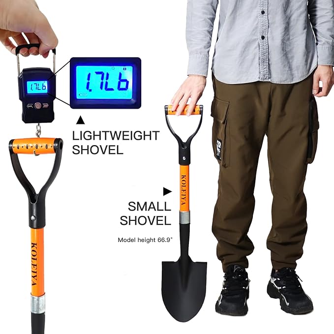 KOLEIYA Kids Shovel, Small Shovels for Digging, Overall Length 28 Inches, Mini D Handle Shovel,Gardening Shovels,Matel Beach Shovel,Camping Shovel Matel+Fiberglass