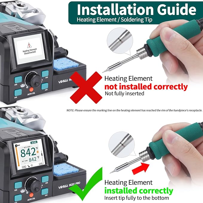 YIHUA 982D-I PRO 2 IN 1 Precision Microsoldering Iron Hot Tweezers Soldering Station with 10 Tip Cartridges, Individual Operating Interfaces, Dual Holder, Auto Temp Calibration, 4 Pre-set Channels