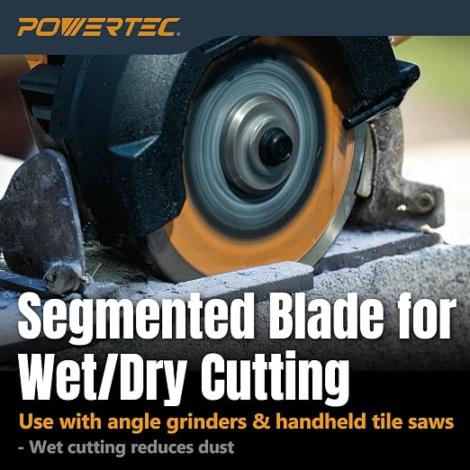 POWERTEC 4-1/2" Segmented Diamond Saw Blades for Angle Grinder, Diamond Blade for Cutting Concrete, Block, Brick, Pavers, Roofing Tile, 4.5 inch Diamond Blades for Wet/Dry Cutting, 3 Pack (14003-P3)