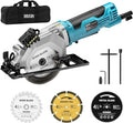 Seesii Mini Circular Saw with Laser Guide,4.8A 4000 RPM Compact Corded Circular Saw with Rip Guide,3 Blades (4-1/2") for Wood,Soft Metal,Tile,Plastic Cutting,Max Cut Depth 1-11/16"(90°),1-1/8" (45°)