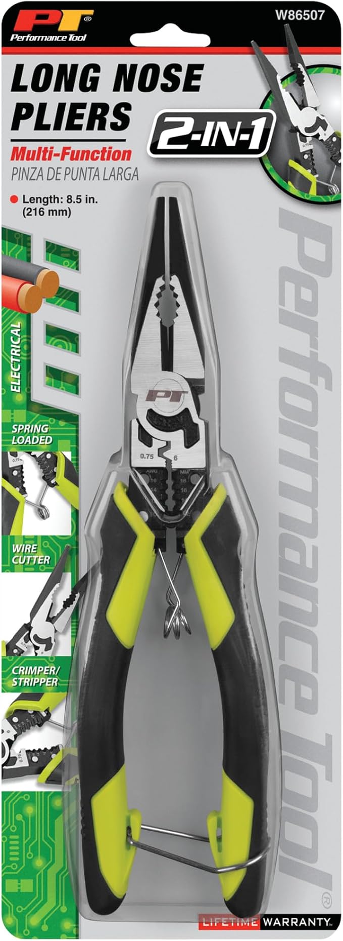 Performance Tool W86507 8-1/2 in. Multifunction Long Nose Pliers