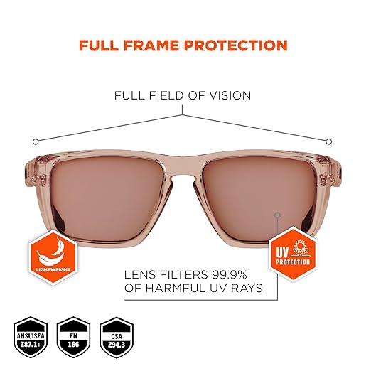 Ergodyne Skullerz SIXTEN Safety Glasses with Side Shields, Anti Fog + Anti Scratch, ANSI z87.1 with Protective Microfiber Bag