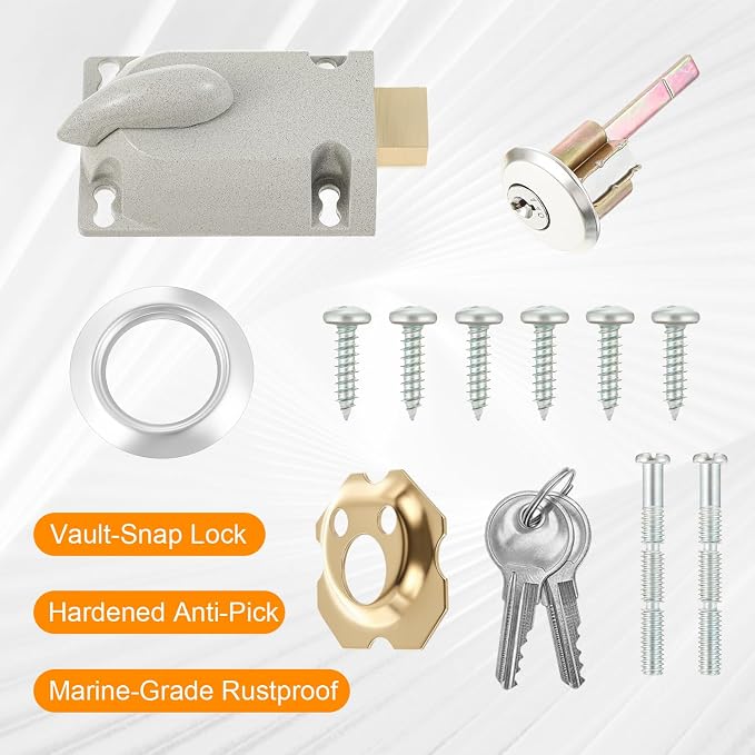 MorningRo 2 Sets Garage Door Locks Set with Keys Twist Deadbolt Locks | Center Mount Design, Diecast Aluminum Cylinder, Twist Knob Locks, Secure Deadbolt for Garage Door Security