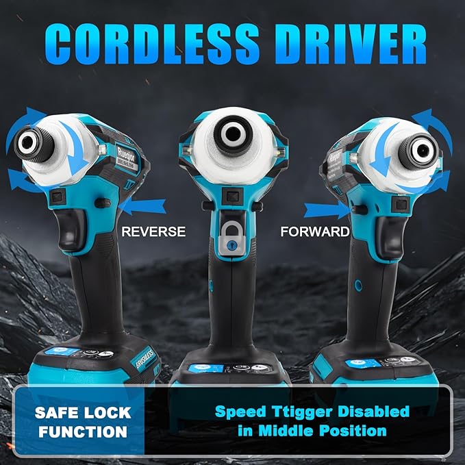 Cordless Impact Driver 1/4 inch Compatible with Makita 18v Battery, Brushless Impact Driver 2800 In-lbs(300N.m) 3-Speed Lightweight Power Impact Drivers with LED Light(Tool Only)