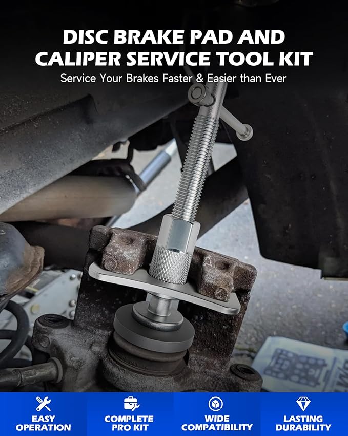 Orion Motor Tech 24pc Brake Caliper Compression Tool Set, Heavy Duty Brake Piston Compressor Tool and Wind Back Tool Kit for Brake Pad Replacement, Universal Disc Brake Caliper Tool Set with Blue Case