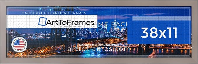 ArtToFrames Puzzle Frame for Buffalo Games 750 Piece Jigsaw Puzzles, 38x11 Inch (97x28 cm), Latte Engineered Wood with Economy Acrylic, Ready to Hang Puzzle Display