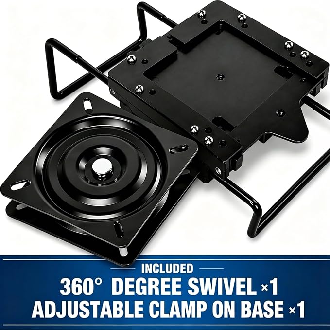 ERGOSEAT Boat Seat Mount Clamp On Base with Swivel Quick Release Adjustable 7.5-18Inch Heavy Duty for Jon Boats, No Tools Needed