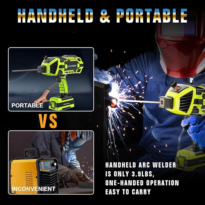 TRQWH Portable Welding Machine 110V ARC Handheld Welder IGBT Inverter Welding Gun Stick Welder 5 Variable Current Adjustment Hand Held Welder Machine, Fit for 1/16"-1/8" Welding Rods (Green)