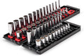 TEKTON 1/4 Inch Drive 12-Point Socket Set, 50-Piece | SHD90216 | (5/32 - 9/16 in., 4 - 15 mm), Shallow and Deep, Socket Rail