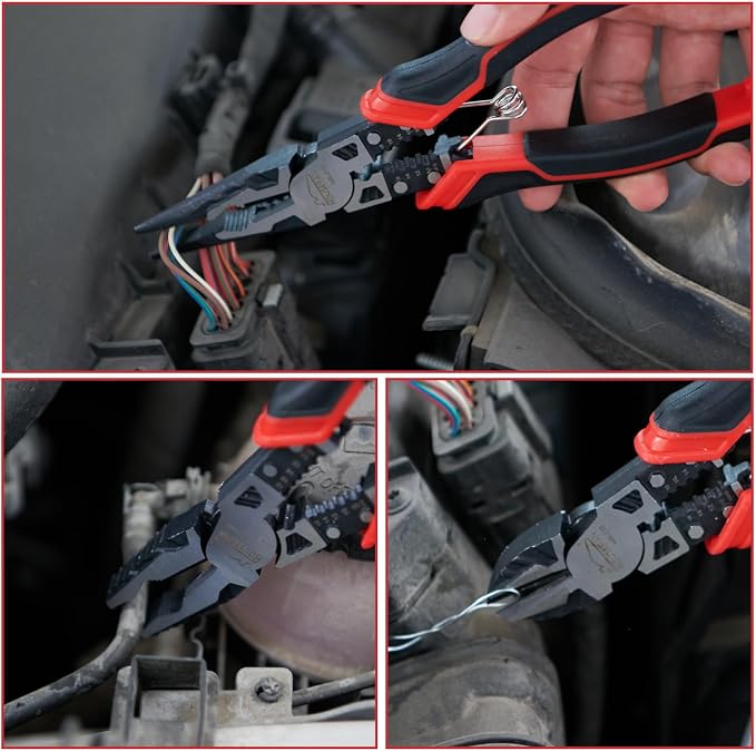 Pliers Set, 3 Pcs, for DIY & Home Use, Multifunctional | 8.3” Needle Nose Pliers, 8.3” Linemans Pliers, 7.5” Diagonal Cutters, Spring Loaded with Safety Lock, Combination Pliers Set