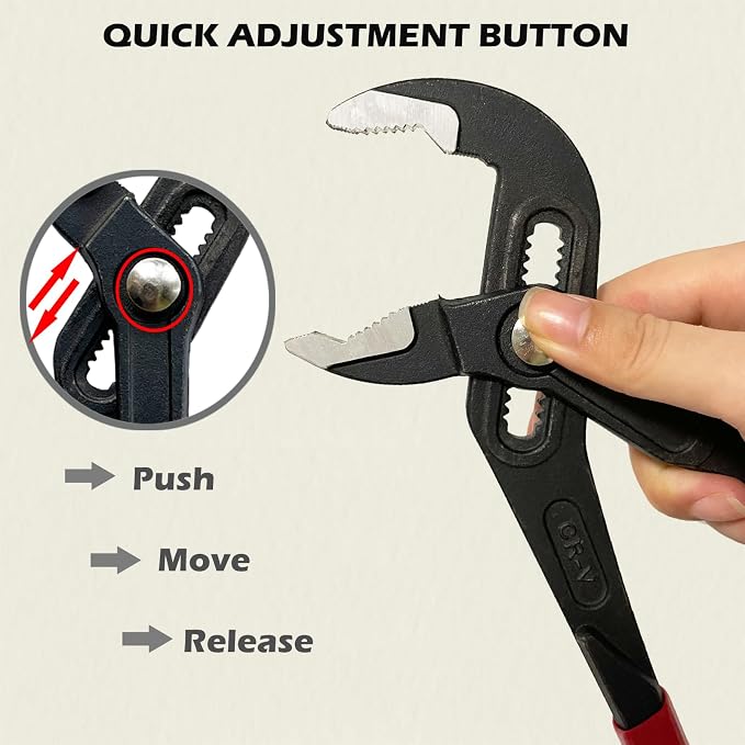 7-Inch, 10-Inch and 16-Inch Groove Joint Pliers Set, Adjustable Water Pump Pliers Set, V-Jaw Tongue and Groove Pliers，Auto-Adjusting Quick-Action Tongue and Groove Joint Pliers Set