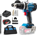 Dong Cheng 20V Brushless Hammer Drill, 1062 in-lbs, 1/2" Keyless Metal Chuck, 24+1+1 Clutch, Cordless Hammer Drill with 4.0Ah Battery Kit for Drilling Brick Wall, Metal, Wood