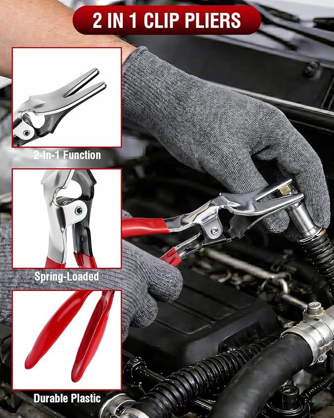 10-Piece Electrical Disconnect Pliers Kit for Cars, Automotive Electrical Plug Connector Disconnect Tool and Connector Separator and Hose Clamp Pliers, Includes Terminal Pin Removal Tool