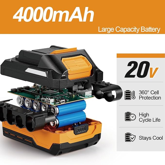 740 Ft-lbs Cordless 1/2" Brushless Impact Wrench with 4.0Ah Battery | Sockets, Storage Case and Charger Include High Torque 1000N.m Impact Gun for Automotive and Heavy Duty Use