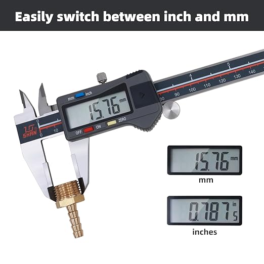 Digital Caliper, 0-6 Inch/150mm Stainless Steel Vernier Caliper Digital Micrometer with Large Screen, Easy Switch from Inch Metric Fraction, Equipped with A Data Output Port