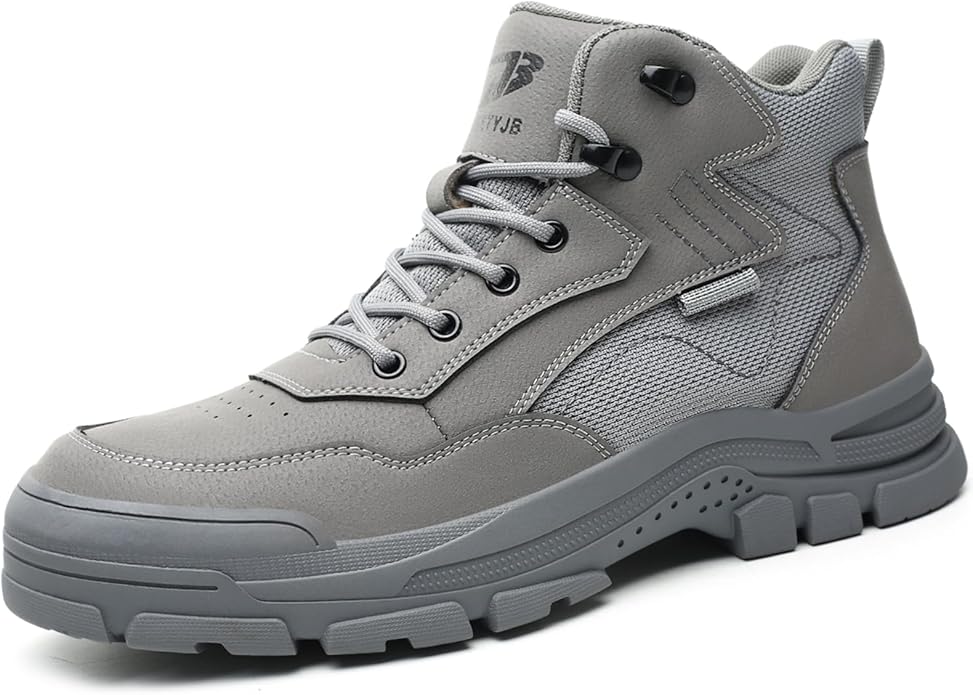 Work Boots for Men,Lightweight Breathable High Top Steel Toe Boots,Indestructible Steel Toe Shoes,Non Slip Safety Work Shoes.