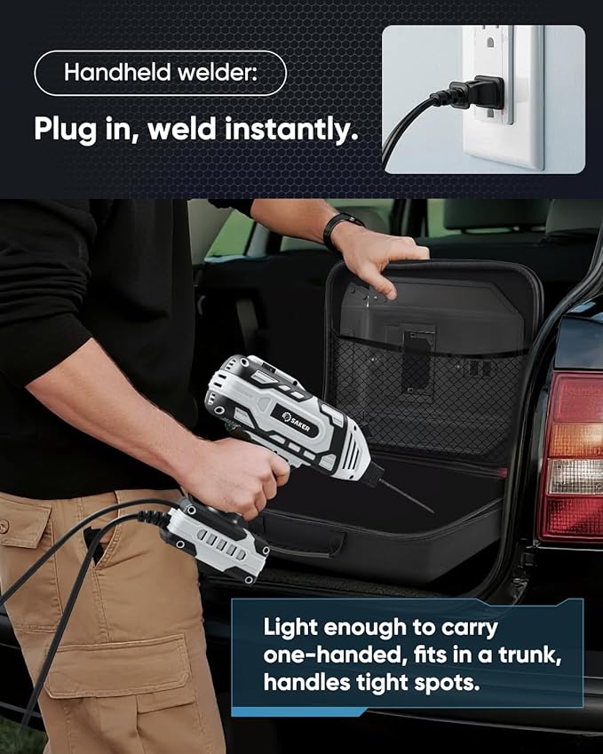 Saker Portable Welder Handheld Welding Machine with 5-Level Current Adjustment, IGBT ARC Welder Gun with 80 Welding Rods, 110V Plug & Play for DIY Home Garage Metal Welding
