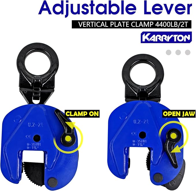2Ton/4400LB Vertical Lifting Plate Clamp, Jaw Opening 1.3IN
