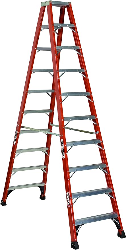 Louisville Ladder 10-Foot Fiberglass Twin Front Step Ladder, 375-Pound Load Capacity, Type IAA, FM1410HD