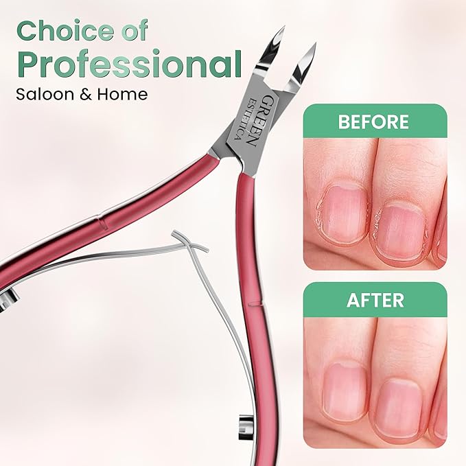 Professional Cuticle Trimmer Nail Cuticle Cutter Stainless Steel Cuticle Nippers with Sharp Blades of Cuticle Remover Clippers Manicure Tools Double Spring for Nail Care Pedicure Nail Tools (Red)