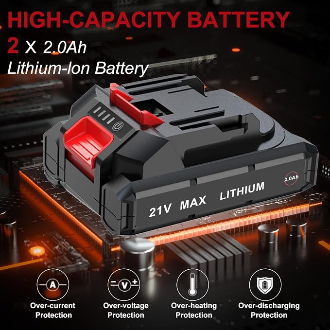 AOBEN 21V 3/8" Cordless Ratchet Wrench Kit-74 Ft-lbs Brushless Electric Power Ratchet with Variable Speed, 2X2000mAh Lithium-Ion Battery, Charger, 8 Sockets, 1/4" & 1/2" Adaptors, 3" Extension Bar