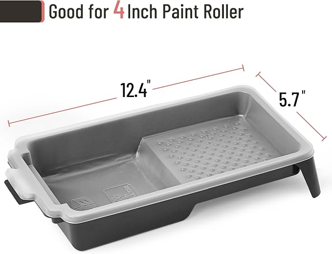 Bates- 4 Inch Paint Tray Set, 81 Pack, 1x 4 Inch Paint Roller Tray, 80x Disposable Plastic Liners, Black and White