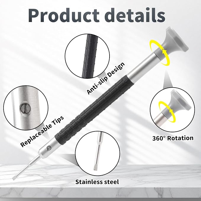 Watch Screwdriver Set with 9pcs Precision Slotted and Phillips，9pcs Different Sizes With 9 Extra Replace Blades Watchmaker Screwdriver Set for Watch/Eyeglass/Jewelry Repair