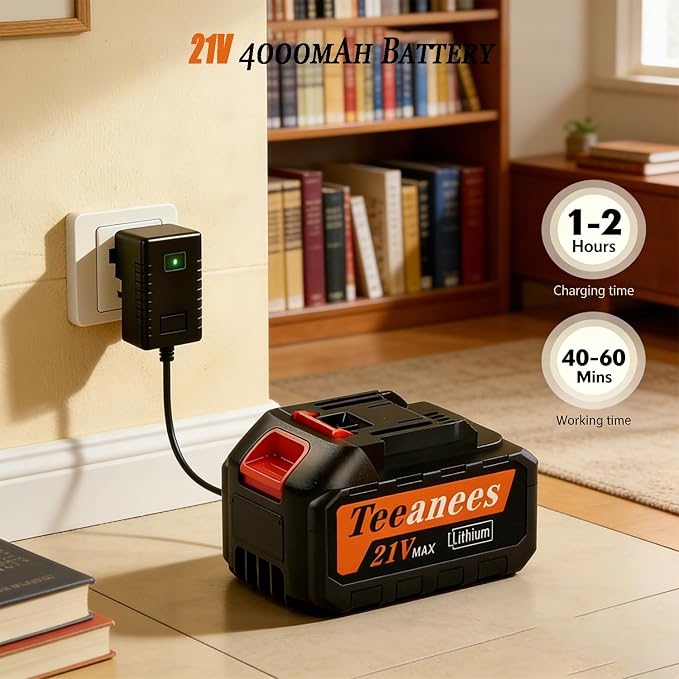 8" Brushless Electric Chainsaw, 1200W Battery Powered Chainsaw with 4.0Ah Battery & 4 Chains, 2-in-1 Dual Bar (8" & 6") Handheld Saw, for Tree Trimming (Orange, 1 Battery)