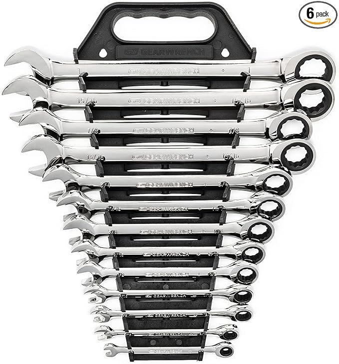 GEARWRENCH 13 Piece 12 Point Ratcheting Combination Wrench Set SAE | 9312 (Pack of 6)